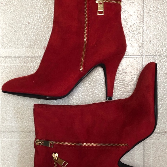 Like 🆕Bellini red suede feel Sz8M Claudia style 3 inch heel 8 inch boot length - Picture 5 of 17